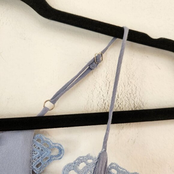 Lulus This is Love Slate Blue Maxi Dress Lace Gauzy Full Length Bridesmaid Sz M - Picture 7 of 11